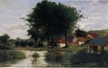 Поль Гоген Осенний пейзаж (Ферма и пруд)-1877-64х100